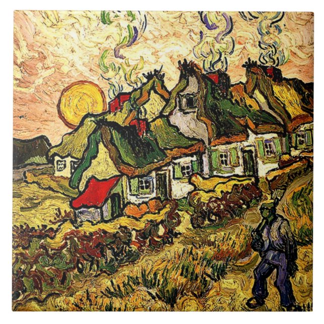 Azulejo De Cerâmica Van Gogh: Algodão Assustado no Sol (Frente)
