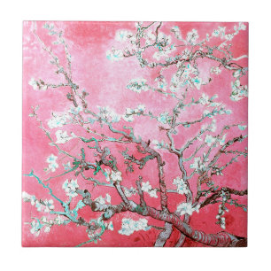 Azulejo De Cerâmica Van Gogh Almond Blossomo Azul Rosa