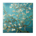 Azulejo De Cerâmica Van Gogh Almond Blossoms arte flores brancas em az<br><div class="desc">Flores brancas em ramal de amendoeira contra azul-turquesa ou fundo aqua. Famoso quadro de obras-primas de vintagem vitalícia de Vincent Van Gogh. Um lindo padrão floral adiciona um toque feminino. Considerados por alguns como a melhor obra de arte de Van Gogh. Flores de primavera e árvores floridas ocupavam um lugar...</div>