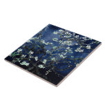 Azulejo De Cerâmica Van Gogh Almond Blossoms Midnight Blue<br><div class="desc">Artista: Vincent Van Gogh Título: Almond Blossoms Alterado color por 2doce4wordsDesigns</div>