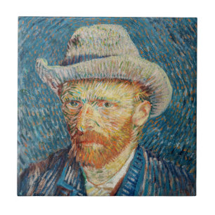 Azulejo De Cerâmica Van Gogh - Autorretrato com um chapéu de feltro d