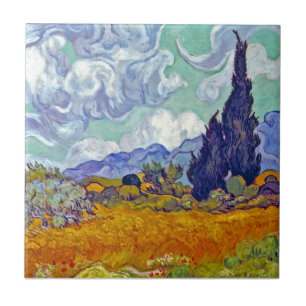 Azulejo De Cerâmica Van Gogh - Campo de Trigo com Ciprestes