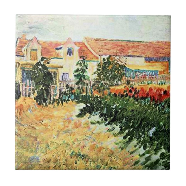 Azulejo De Cerâmica Van Gogh - Casa com Girassóis (Frente)