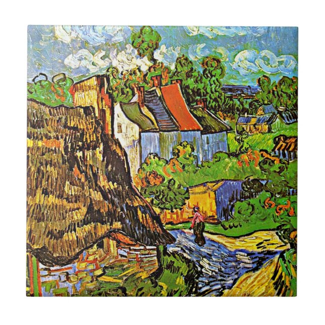 Azulejo De Cerâmica Van Gogh - Casas em Auvers (Frente)
