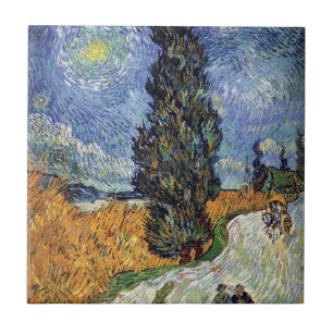 Azulejo De Cerâmica Van Gogh - Estrada com Ciprestes