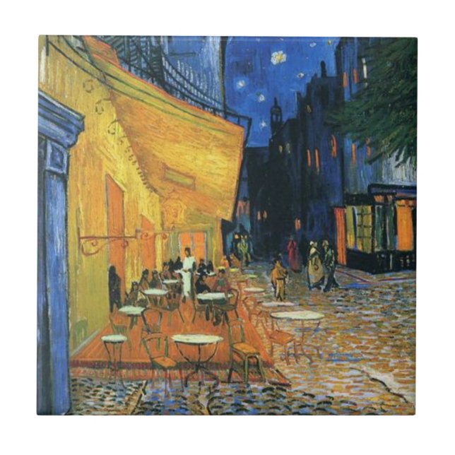 Azulejo De Cerâmica Van Gogh famoso pintura Café Terrace à Noite (Frente)