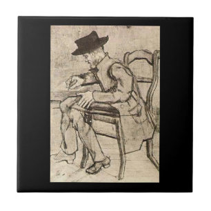 Azulejo De Cerâmica Van Gogh - Homem Escrevendo, À Esquerda,