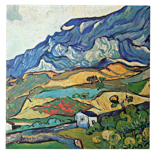 Azulejo De Cerâmica Van Gogh - Paisagem De Montanha Les Alpilles (Frente)