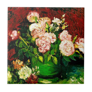 Azulejo De Cerâmica Van Gogh Peonies e Rosas