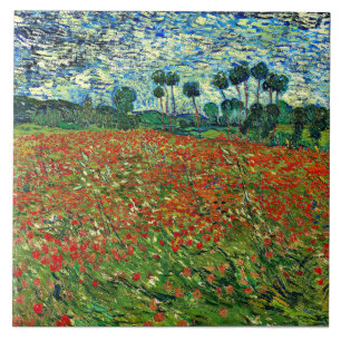Azulejo De Cerâmica Van Gogh - Poppy Field, famosa pintura,