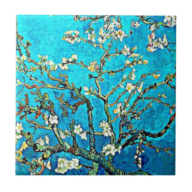 Azulejo De Cerâmica Van Gogh - Ramificações com Almond Blossoms (Frente)