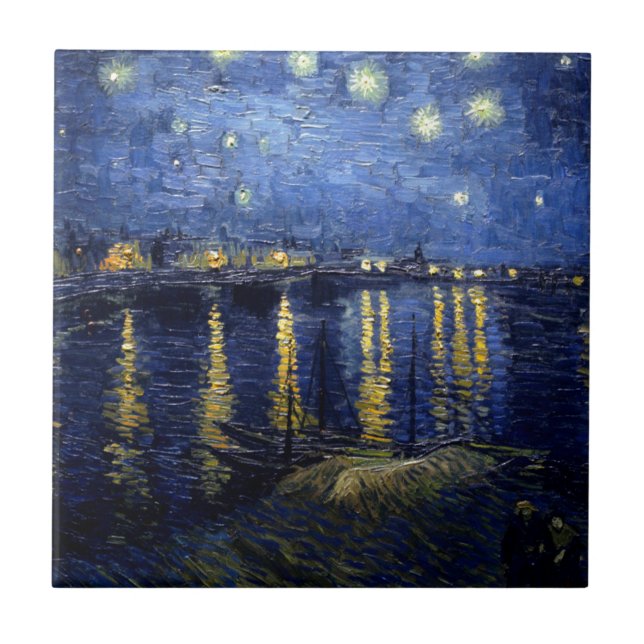 Azulejo De Cerâmica Van Gogh Starry Night Over Rhone (Frente)