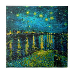 Azulejo De Cerâmica Van Gogh Starry Night Over the Rhône