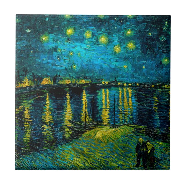 Azulejo De Cerâmica Van Gogh Starry Night Over the Rhône (Frente)