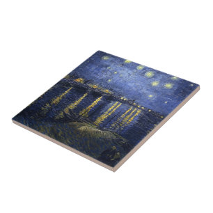 Azulejo De Cerâmica Van Gogh Starry Night Sobre O Rhone
