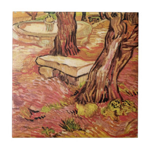 Azulejo De Cerâmica Van Gogh Stone Bench em Jardim, Hospital Paul Rua