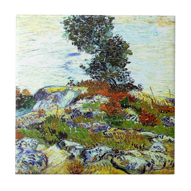 Azulejo De Cerâmica Van Gogh - The Rocks with Oak Tree, fine art (Frente)