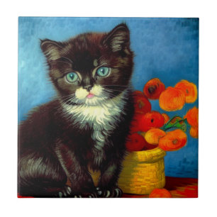 Azulejo De Cerâmica Van Gogh Tuxedo Cat
