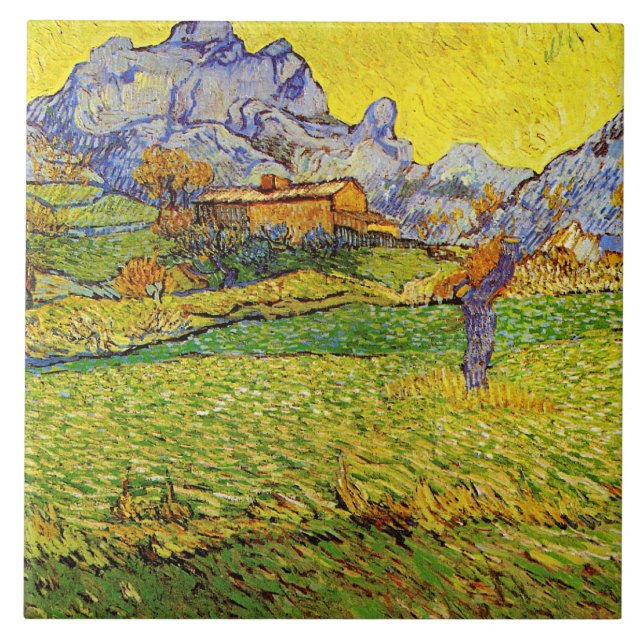 Azulejo De Cerâmica Van Gogh - Um Prado nas Montanhas (Frente)