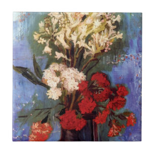 Azulejo De Cerâmica Van Gogh - Vaso Com Cravos e Outras Flores