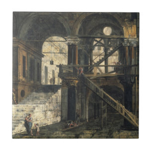 Azulejo De Cerâmica Vão das escadas em uma casa do renascimento,