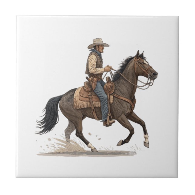 Azulejo De Cerâmica Vaqueiro a Cavalo (Frente)
