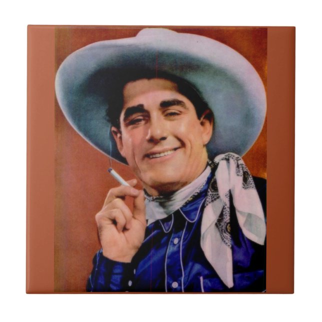 Azulejo De Cerâmica vaqueiro bonito com cigarro (Frente)