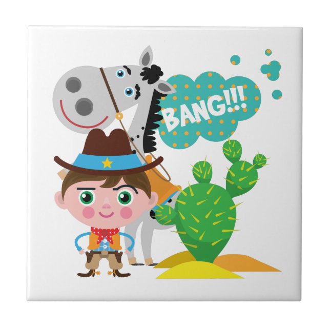 Azulejo De Cerâmica Vaqueiro e cavalo (Frente)