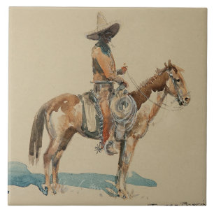 Azulejo De Cerâmica “Vaquero” Arte Ocidental por Edward Borein