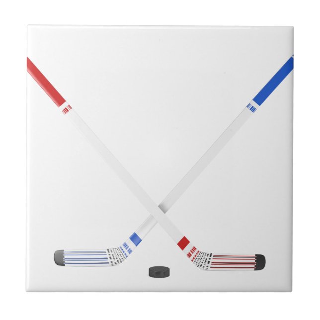 Azulejo De Cerâmica Varas e disco de hóquei em gelo (Frente)