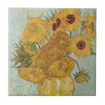 Azulejo De Cerâmica Vase com doze girassóis por Van Gogh<br><div class="desc">Vase de Van Gogh com Doze Girassóis</div>