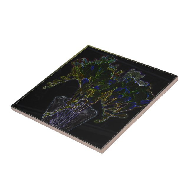 Azulejo De Cerâmica Vase com freesia (Lateral)