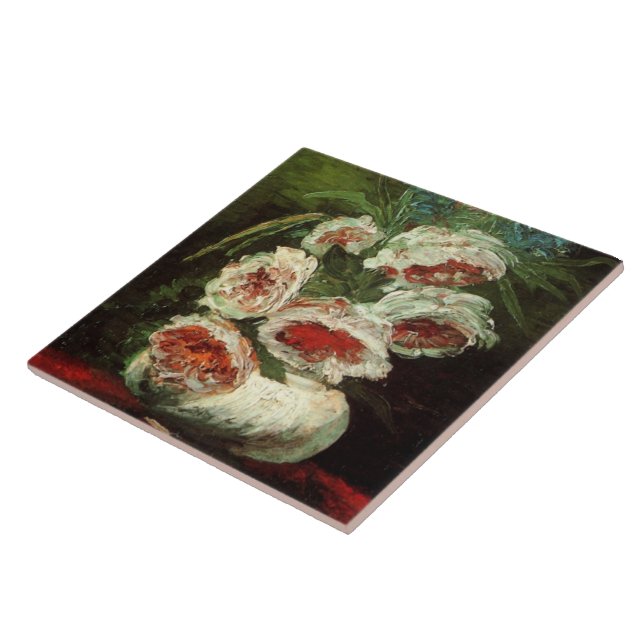 Azulejo De Cerâmica Vase com Peonies Van Gogh Fine Art (Lateral)