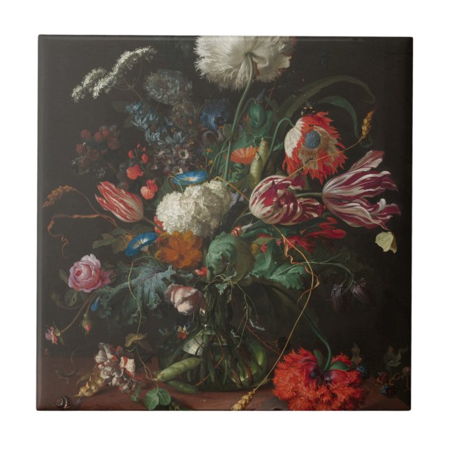 Azulejo De Cerâmica Vase das Flores - Jan Davidsz de Heem (Frente)