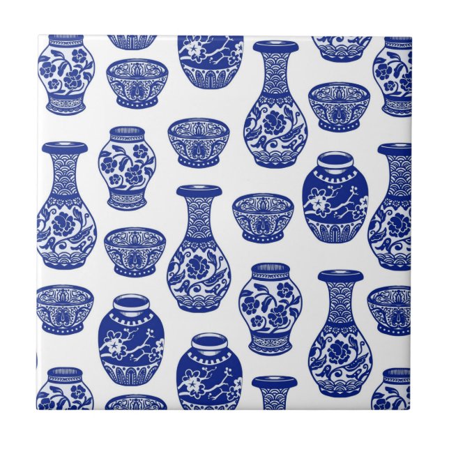 Azulejo De Cerâmica Vases de Potência de Porcelana de Chinês Azul e Br (Frente)