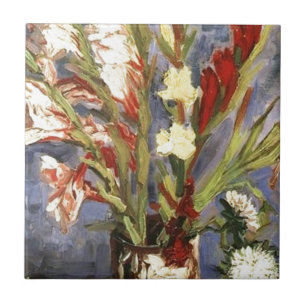 Azulejo De Cerâmica Vaso com Gladíolos por Vincent van Gogh, 1886.