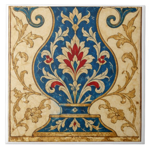 Azulejo De Cerâmica Vaso Ornamental Azul Iznik Arte Floral