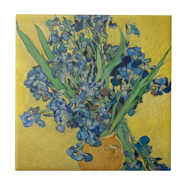 Azulejo De Cerâmica Vaso Van Gogh com Íris Classic Impressionismo (Frente)
