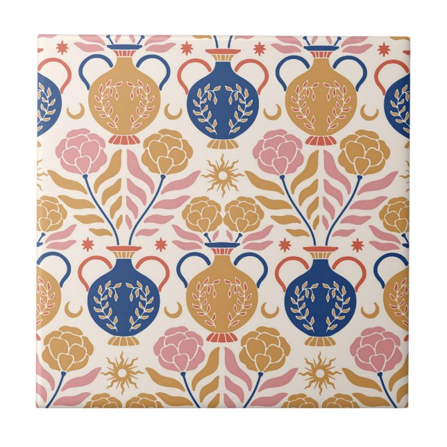 Azulejo De Cerâmica vasos florais (Frente)