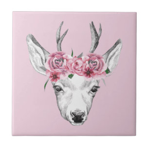 Azulejo De Cerâmica Veado das Flores de Água