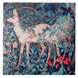 Azulejo De Cerâmica Veado na Floresta, William Morris