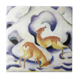 Azulejo De Cerâmica Veado na neve (animais no inverno)