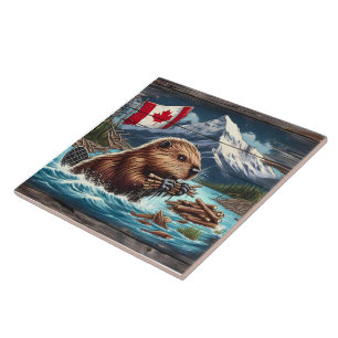 Azulejo De Cerâmica Vedante Canadiano Coletor Sticks Perto de Montanha