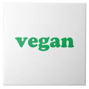 Azulejo De Cerâmica "Vegan", letras verdes, fundo branco
