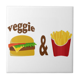 Azulejo De Cerâmica Veggie Burger e Fries