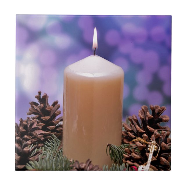 Azulejo De Cerâmica Vela de Natal (Frente)