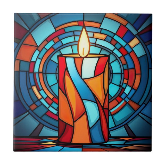 Azulejo De Cerâmica Vela de Natal dos anos 60 (Frente)