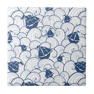 Azulejo De Cerâmica Veleiros no teste padrão do mar