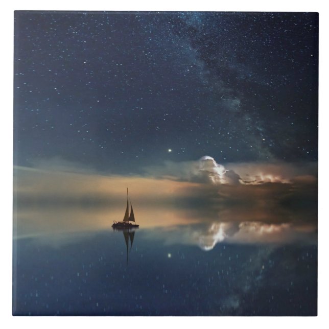 Azulejo De Cerâmica Velejando para as nuvens (Frente)