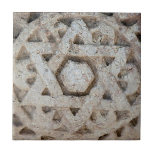 Azulejo De Cerâmica Velha estrela de David esculpindo Israel